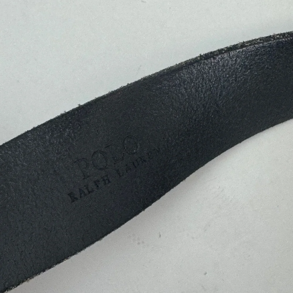 Polo Ralph Lauren Mens Black Leather Belt Silver Buckle Size 38 95 4700560297